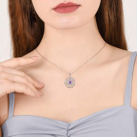 YAFEINI Lotus Necklace 925 Sterling Silver Moonstone Pendant Necklace Yoga Lotus Jewellery for Women, Sterling Silver, Lotus