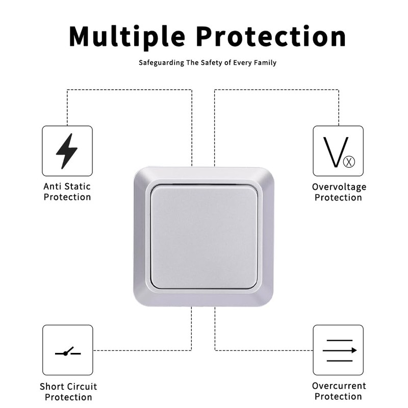 Toggle Switch 1 Way Wall Switch Silver Tone Mechanical Wall