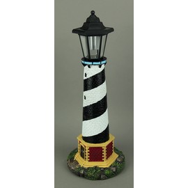 World Of Wonders Guiding Light Black and White Solar LED Outdoor Lighthouse Statue