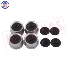HQS 4pc 1.98" Trailer Axle EZ Lube Grease Hub Cover Dust Cap Cup & Extra Rubber Plug