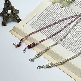 Pearl Mask Strap / Pearl Necklace Style Mask Lanyard - Anti-Loss Strap Celebrity Purple 5ea