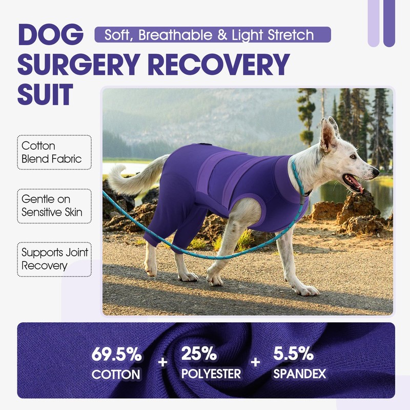 QBLEEV Dog Surgery Recovery Suit for Rear Legs, Long Back