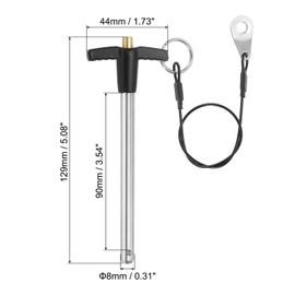 PATIKIL T-Griff Verriegelungsstifte 5/16 x 3,54" (8 x 90mm), Schnellspannstift 304 Edelstahl Sicherheitspositionierungsstifte mit Druckknopf 25 cm Sicherheitsseilkabel