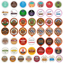 Custom Variety Pack Coffee, Tea, and Hot Chocolate Holiday Winter Sampler - Single Serve Pods for Keurig K-Cup Machines, 50 Assorted Flavors Party Mix