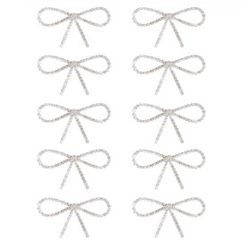 10Pcs Diamond Rhinestone Bow Glass Flash Brooch Claw Chain Suit Dress Pin Hair Accessories