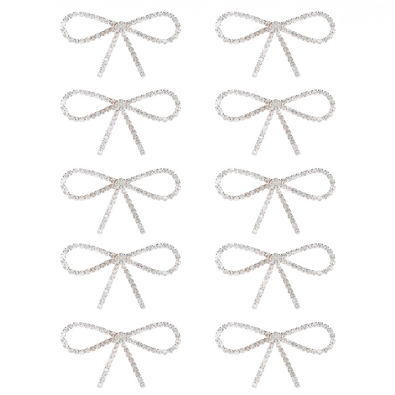 10Pcs Diamond Rhinestone Bow Glass Flash Brooch Claw Chain Suit