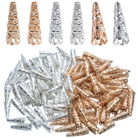 Filigree Flower Bead Caps, 200 Pcs Metal End Caps for DIY Tassel Jewelry Making