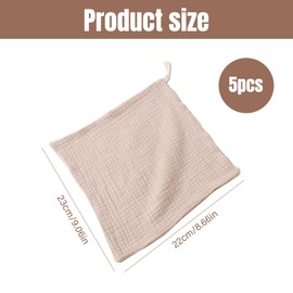 5 Pcs Muslin Cloths for Baby, Soft Reusable Newborn Face Towels, Baby Essentials for Newborn, Ultra-Soft Absorbent Washcloths, Natural Cotton for Boy/Girl Wiping Bathing Feeding (23x22cm)