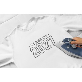 Class of 2027 Iron On Decal, Senior Class Shirt Patch, Heat Transfer, HTV Graphic TShirt Sticker, DIY Crafts, Pick Size Color, Iron-On Almost Anything in 5 Min (Yellow)