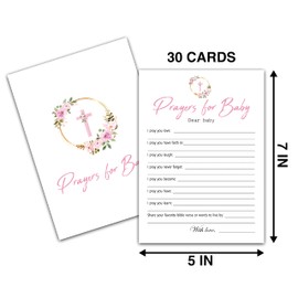 Baby Baptism Prayer Cards - Prayers For Baby Cards – PinklingFloral Greenery Baby Christening Cards For Girl Boy Christian Brother or Sister - Baby Shower Wish Game - Blessing Ring Cards - 30 Game Cards (04)