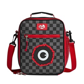 Tinc Kids Insulated Lunch Bag for Boys & Girls With Adjustable Strap & Bottle Holder | Water Resistant Leakproof Cooler Bag for School or Home - Kronk, Black & Red