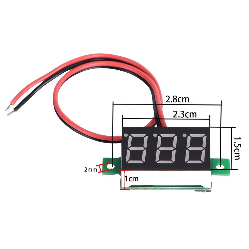 VKLSVAN 5pcs Small 2 Wire Red Digital Voltmeter 0.36 inch