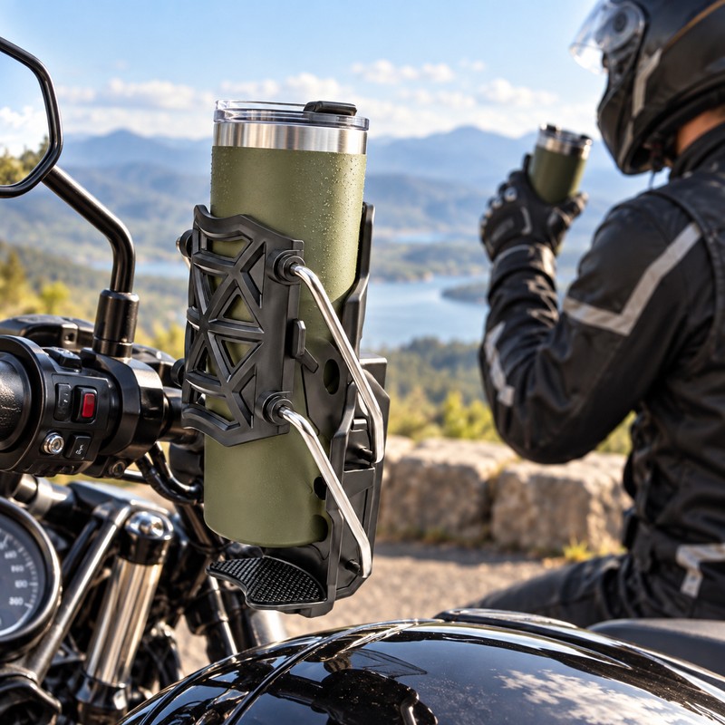 Adjustable Motorcycle Bike Cup Holder Handlebar Mount, Universal Drink Holder