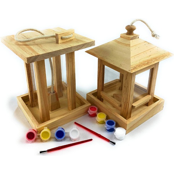 Mɑtty's Toy Stop Paint Your Own Deluxe Wooden Bird Feeders (Each Includes 4 Paints & 1 Brush) Gift Set Bundle - 2 Pack