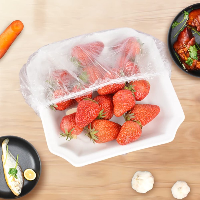 Pack of 100 Transparent Food Storage Bags, Elastic Disposable Storage