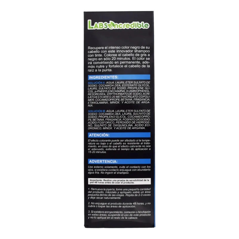 Shampoo Tinte Negro Argan Minox 450 Labs Ncredible