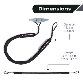 Colt Sports Bungee Dock Line for Jet Ski and Boats - Strong Mooring Rope, Tie Off Line (Black, 5FT, 2-Pack)