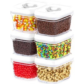 DWËLLZA KITCHEN Airtight Food Storage Containers with Lids – 6 Pieces All Same Size - Pantry Container for Spices, Candy, Nuts, Coffee and Tea, Clear Plastic BPA-Free, Keeps Food Fresh & Dry
