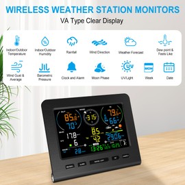 Urageuxy WiFi Weather Station, Wireless Indoor Outdoor Home Weather Station with Rain Gauge and Wind Speed, Wind Direction, Weather Forecast, Temperature, Humidity, UV/Light, Moon Phase and Barometer