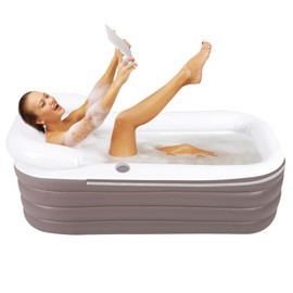 Inflatable Bathtub,Foldable Portable Freestanding Bathtub Large Inflatable Bathtub for Adults Unisex SPA Bathtub for Shower with Electric Air Pump 51"x32"x22" (Lotus Root Pink)
