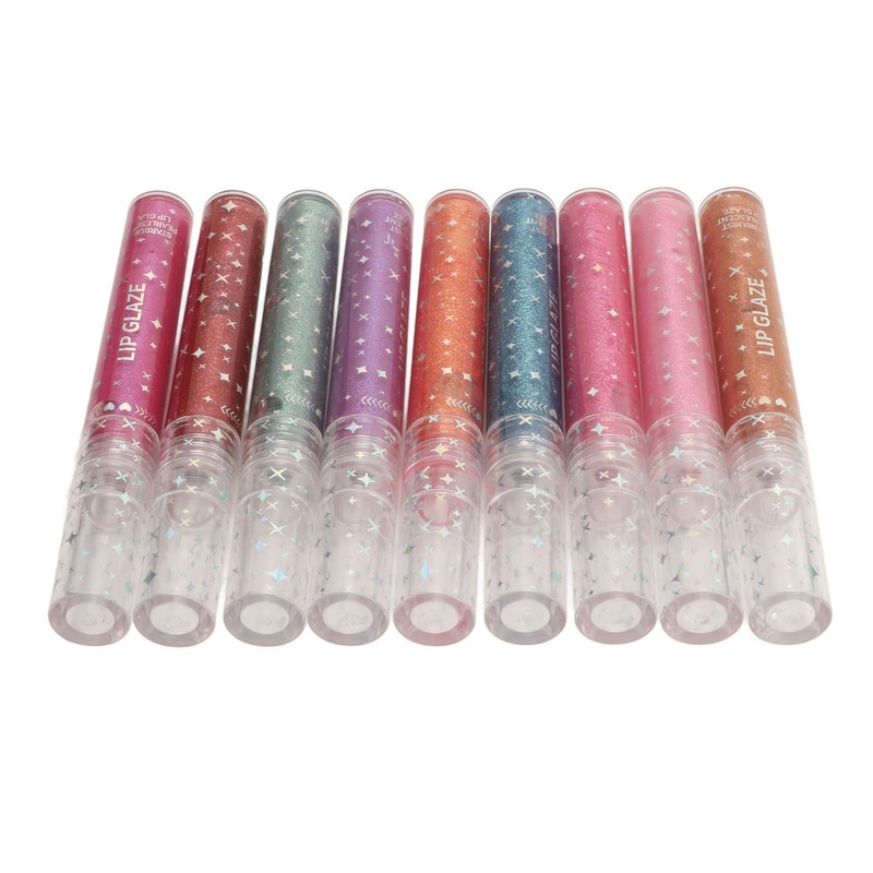 9pcs 0.1oz Women Girls Glitter Lip Gloss Set Moisturizing Lustrous