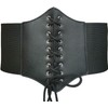HOEREV Elastic Wide Band Elastic Tied Waspie Corset Waist Belt,Black,Large