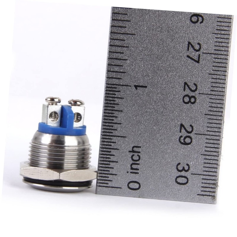 VILLFUL 16mm Momentary Push Button Switch Waterproof Stainless Steel Horn