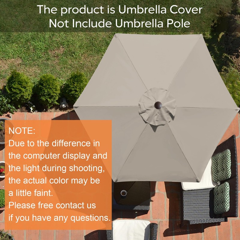 EliteShade USA 7.5FT Replacement Covers 6 Ribs Market Patio Umbrella