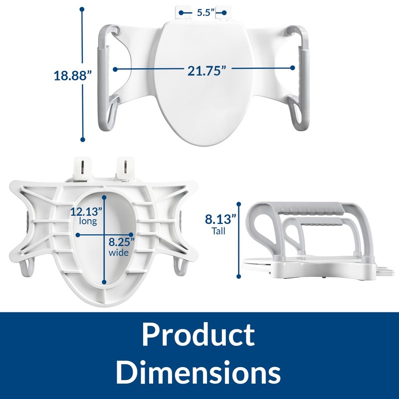 Bemis Assist Toilet Seat with Built-in Support Handles, Hinges Never
