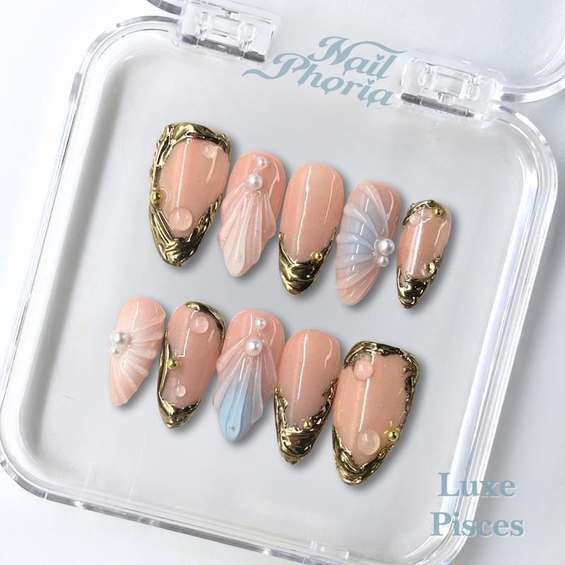 NailPhoria｜SURPRISE DEAL Collections (70 Styles) acrylic press nails:_Luxe Pisces_S