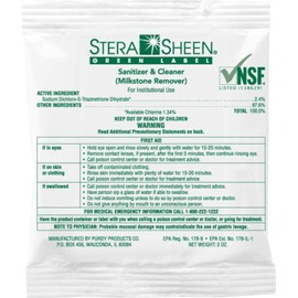 Stera Sheen Green Label 100 Count 2oz Packets | Sanitizer + Cleaner + Milkstone Remover | Cleaner and Sanitizer for Soft Serve + Shake Machines + Ice Maker & Ice Machines | By Purdy Products