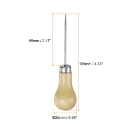 HARFINGTON Handwork Sewing Awl Single Gourd Awl Leather Punch Hole Tool with Wooden Handle Scratch for Broken Wire Make Mark Drilling Stitching Repair and DIY Handmade, Log Color