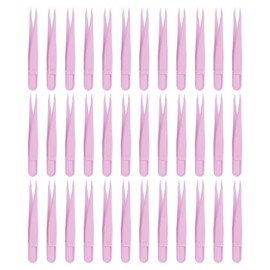 sourcing map 30 Pack Plastic Tweezers for Crafts, 3.1" Long Bent Disposable Stickers Tweezers Bulk for Picking DIY Bead, Jewelry Making, Baking Decoration, Animal Feeding(Purple)