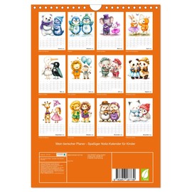 Mein tierischer Planer - Spaßiger Notiz-Kalender für Kinder (Wandkalender 2025 DIN A4 hoch), CALVENDO Monatskalender