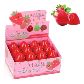 Caja De 24 Bálsamos Para Labios Hidratante Forma De Fresa                                                                                             
