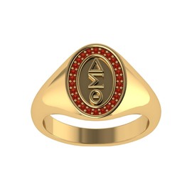King Greek DELTA SIGMA THETA STERLING SILVER CLASSIC OVAL RING WITH YELLOW GOLD PLATING WITH RUBY CRYSTALS DST-R007 (7)