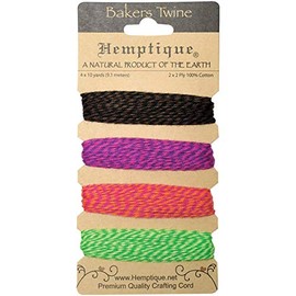 Hemptique Bakers Twine Card 2ply Fiesta, Cotton, one size