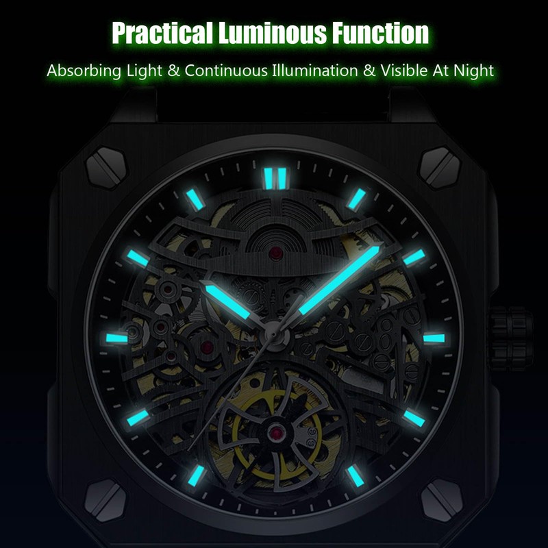 rorios Wristwatches for men, mechanical automatic watch, minimalist skeleton watch,
