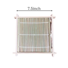 Genique Square SOBA serbing plate, Zaru Soba Tray, Bamboo Soba plate & Misu/Colander For Soba, Udon and Noodles, Japan 7.5inc(19cm)×7.5inc(19cm)×0.8inc(2cm)