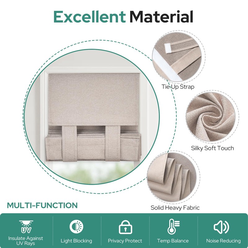 HOMEIDEAS 100% Linen Blackout Sidelight Curtains for Front Door, Side