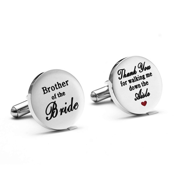Melix Home Brother of the Bride stainless-steel CuffLinks Thank You for Walking Me Down the Aisle Cuff Links Brother Wedding Party Gifts (Grey)