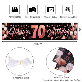 Deko 70 Geburtstag Frau Mann Rosegold,Banner 70 Geburtstag Deko,70 Geburtstag Frau Deko Girlande,Banner 70. Geburtstag Deko,Deko zum 70 Geburtstag,Geburtstag 70 Frau,Tischläufer 70.ter Geburtstag Deko