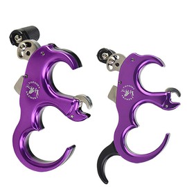 NMCPY Bow Release Aid 3 or 4 Fingers Automatic Archery Release Aluminium Alloy Thumb Trigger for Compound Bow Accessory (Purple)