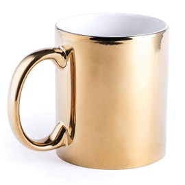 eBuyGB 1333398 Metallic Large 350ml Ceramic Tea Coffee Mugs (Gold)