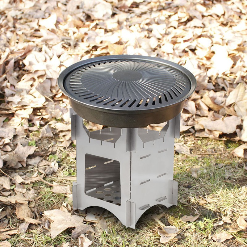 Portable Stainless Steel Folding Wood Burning Stove Mini Cooker for