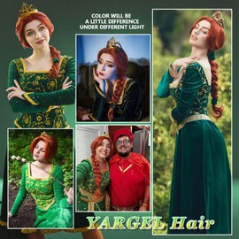 Yargel Hair Long Reddish Brown Braided Wigs For Women Costume Auburn Synthetic Anime Wig For Halloween Cosplay Party Use