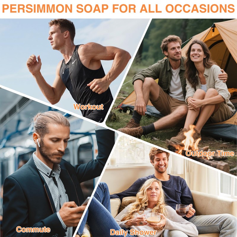 6PCS Persimmon Soap Bar for Body Odor Control, Natural Cold