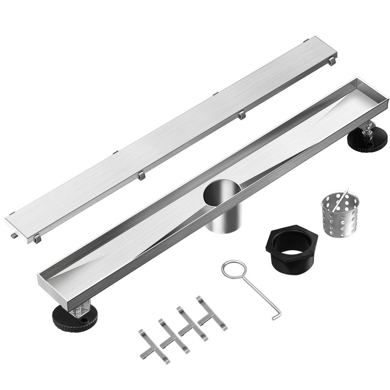 Elefloom Linear Shower Drain, 32 inch Drain with Tile Insert