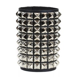 FUNKPLUS 8 Row Pyramid Stud Leather Bracelet Punk Goth Thrash Metal Short Gauntlet Bracer