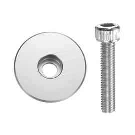 sourcing map 2pcs Bicycle Headset Stem Top Cap 1-1/4" (31.8mm) OD Aluminum Alloy Cycling Headset Stem Cover with M6 Bolt for Mountain Bike Road Bike MTB, Silver